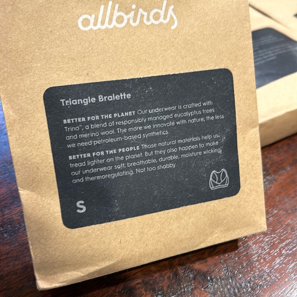 3 Pack Allbirds Merino Wool Blend Triangle Bralette Bra Natural Black Small NIP - Picture 5 of 6